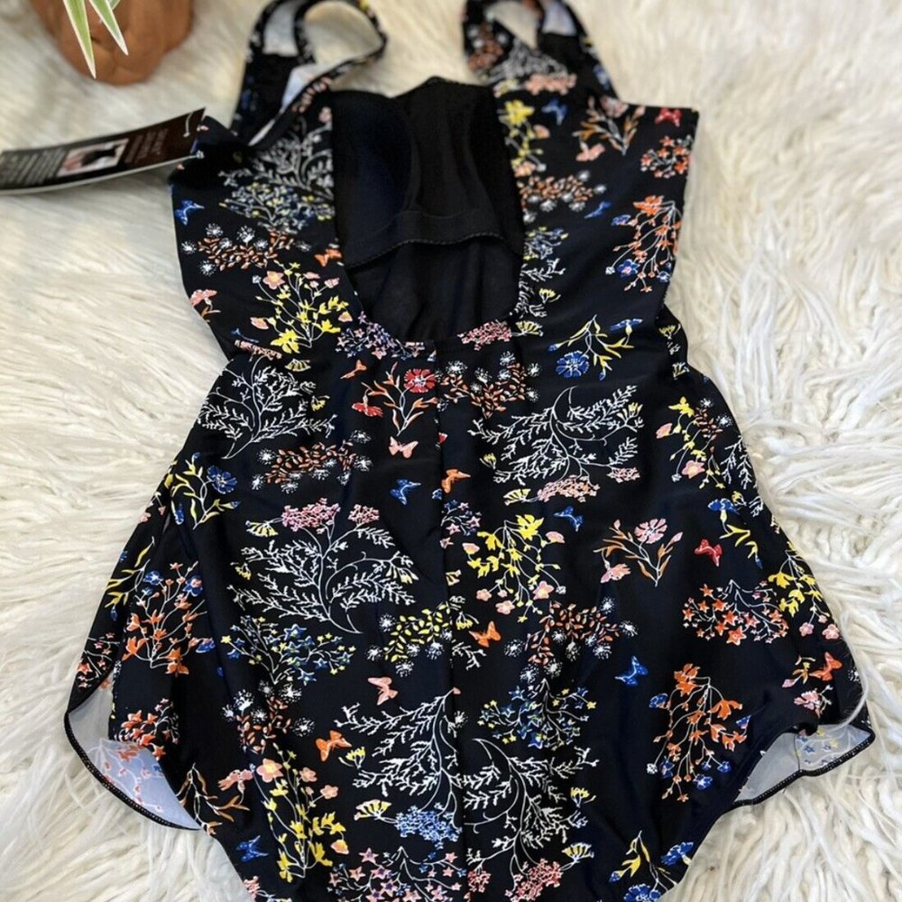 Shore Shapes tummy control one piece swim dress FLoral swimsuit size 10 NEW nwt2 - Picture 3 of 3